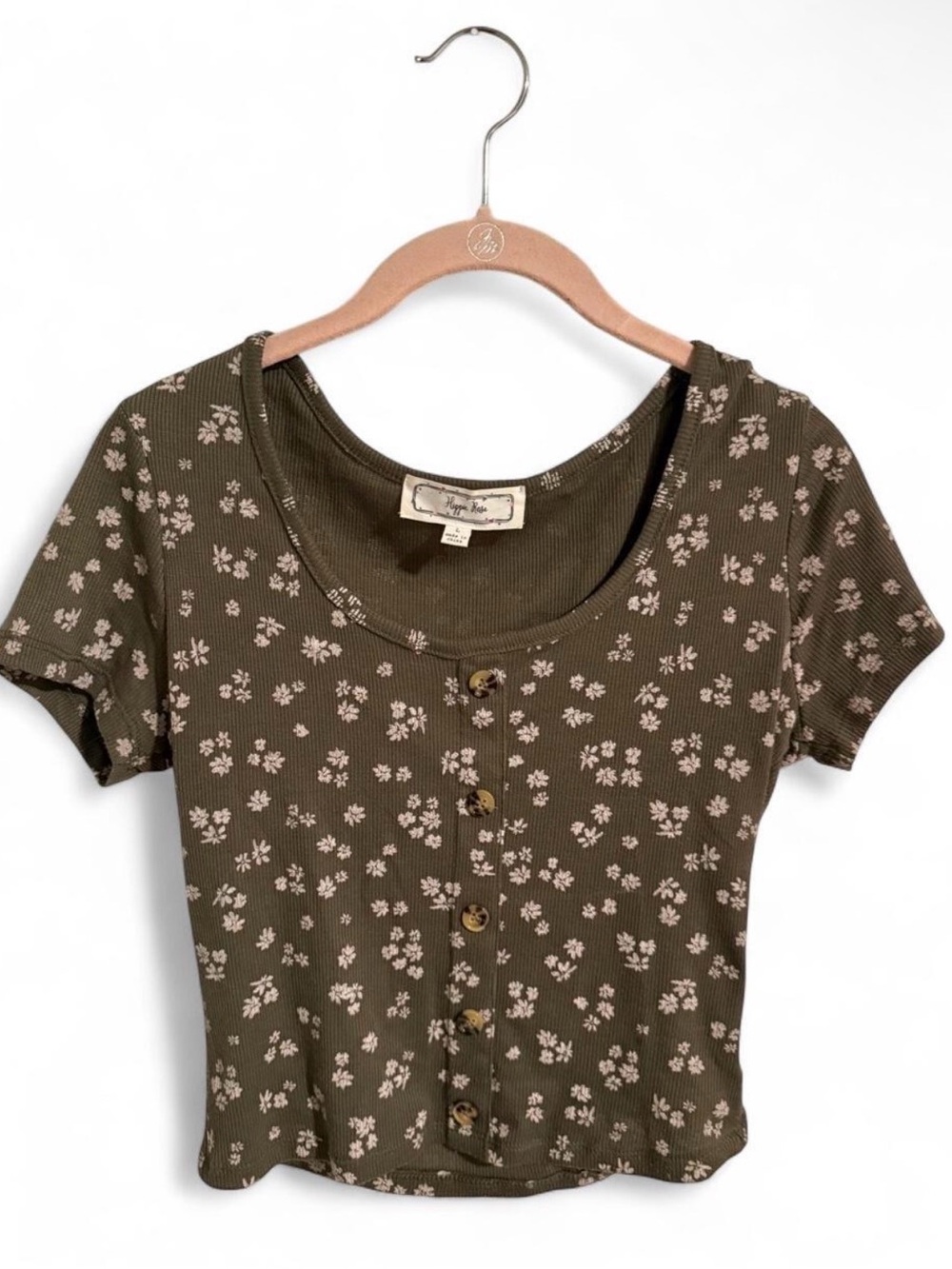 Hippie Rose Olive Green Crop Top